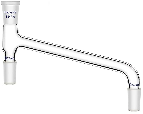 Labasics Adaptateur de Distillation en Verre, Adaptateur de Chimie Coudé à 75 Degrés en Verre Borosilicaté de Laboratoire de Distillation avec 24/40 Joints Standard pour Appareil de Distillation