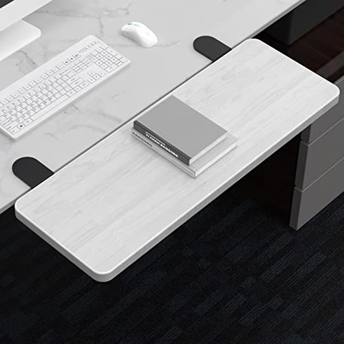 Siiboat Schreibtischverlängerung, ergonomisch, für Computertisch, Verlängerung, Armstütze, zusammenklappbar, Tastaturablage für quadratische Tischplatte, weißer Ahorn, 64 x 24 cm