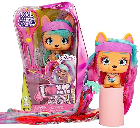 VIP PETS ALEXIA - COLLECTIBLES Hundepüppchen mit XXL-Haaren zum Stylen, Schneiden und Kreieren von individuellen Haarverlängerungen.-Geschenk Spielzeug für Kinder Ab 3 Jahren