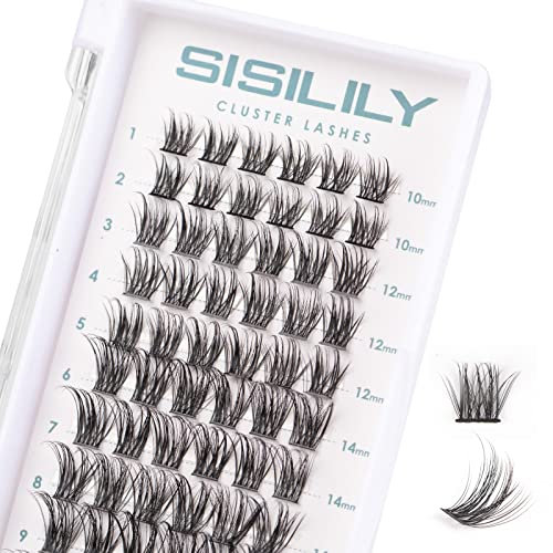 SISILILY Extension Cils - 72 Pcs Faux Cils Individuel 3D Naturel Cluster Lashes Volume Russe DIY Extensions de Cils Réutilisables 0.07mm C Curl 10-16mm Imperméable Bouquet Faux Cils (DM06-Mix)