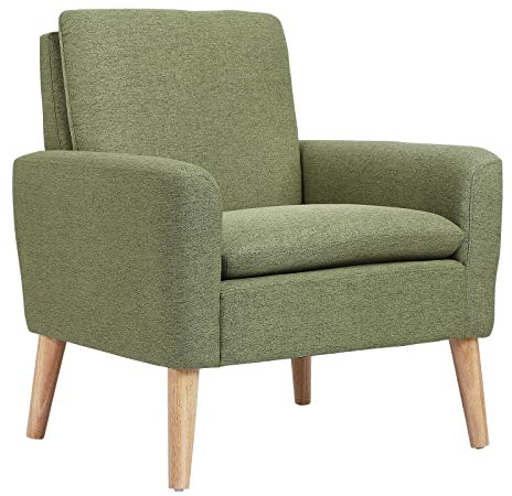 Marketero Comfy Armchair Lounge Chair with Upholstered Single Sofa Small Accent Arm Chair for Living Room Bedroom Fireside Elderly Green