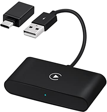 Mcbazel Wireless CarPlay Adapter für iPhone Kompatibel mit 2016+ Auto (Unterstützt iOS 10+), 5GHz Auto Connect Wireless Carplay Adapter mit USB auf Type-C Adapter