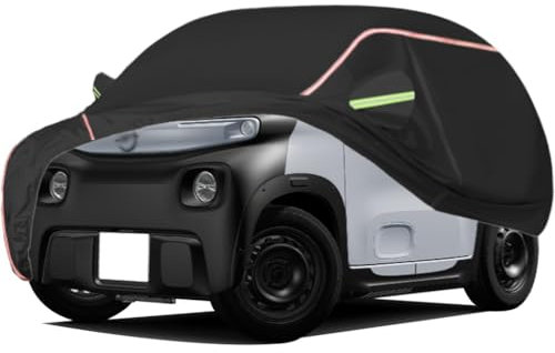 WOLWES Autoabdeckung Geeignet Für Vauxhall/Opel Rocks Tekno/Klub,Schneesicher,wasserdichte,Wind-,Regen- Und UV-beständige Autoabdeckung Aus Oxford-Gewebe,Mit Seitentür-Reißverschluss (Color : Black,