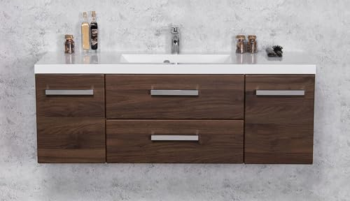 Quentis Badmöbel Genua Breite 120 cm, Nussbaum, Waschbeckenunterschrank montiert