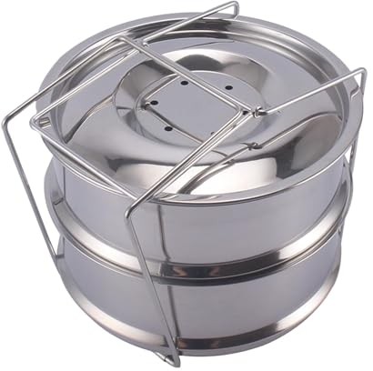 kowaku Sartenes apilables de acero Inoxidable para vaporera, Juego de ollas para vaporera de 2 Niveles
