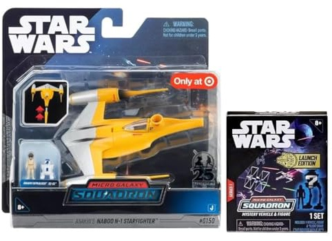 Star Wars Pack Combo Micro Galaxy Squadron avec 1 boîte Aveugle série (Anakin's Naboo N-1 Starfighter épisode 1)