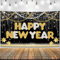 Silvester Deko 2025 Neujahrs Banner,Extra Große Stoff Happy New Year Hintergrund Wanddekoration,Neujahrsdekoration,2025 Silvesterparty Dekoration (Happy New Year)