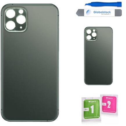 Globalstock Vitre arrière de Cache Batterie Remplacement - Coque Cache Batterie Compatible pour iPhone 11 Pro Vert + adhésif et Kit Outils