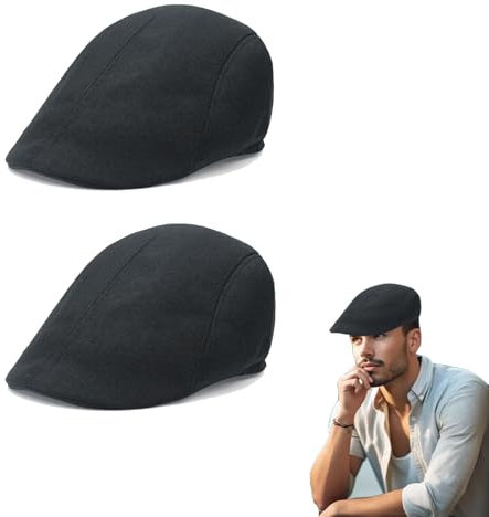 QSZHSL 2 Stück Schirmmütze Herren, Schiebermütze Baskenmütze, Classic Flatcap Damen, Gatsby Newsboy Barett Cap, Golfermütze