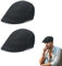 QSZHSL 2 Stück Schirmmütze Herren, Schiebermütze Baskenmütze, Classic Flatcap Damen, Gatsby Newsboy Barett Cap, Golfermütze