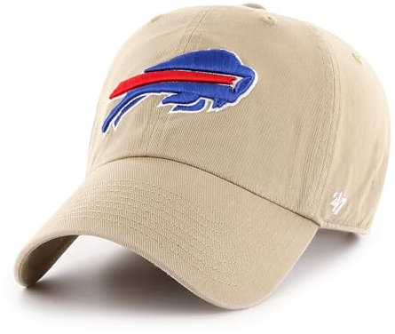 '47 NFL Buffalo Bills Clean Up Unisex-Baseballkappe, Verstellbarer Riemenverschluss, Einheitsgröße, Team Logo, Farbe Khaki