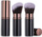 Lot de 2 pinceaux de maquillage rétractables Kabuki portables pour fond de teint, pinceau de voyage avec couvercle, outils cosmétiques professionnels pour fard à joues, poudre bronzante, poudre libre