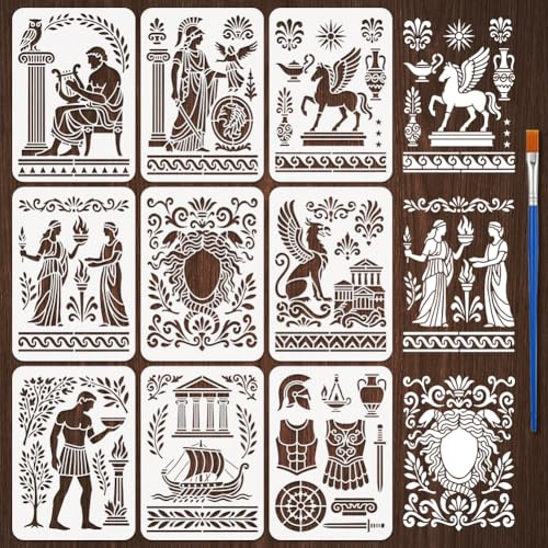 FINGERINSPIRE 9 Stück Schablonen Antiken Griechischen Kultur 21x29.7cm