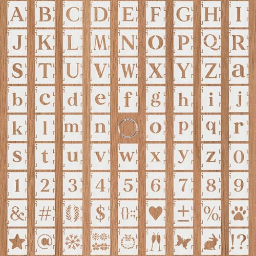 81 Stück Buchstaben Schablone Set, Wiederverwendbar DIY Buchstabenschablonen Zahlenschablone, 8x6 cm Schablonen Buchstaben Zahlen Zeichen, schablonen malen für graffiti, Bastel, textilgestaltung