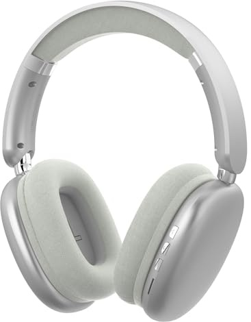 SUNJOM Casques Audio sans Fil Réducteurs de Bruit Mpods Bluetooth 5.4, Microphone Intégré, Audio Hi-Res, Autonomie 48H, Pliable, Coussinets Confortables, Compatibles iOS/Android/PC, Argent