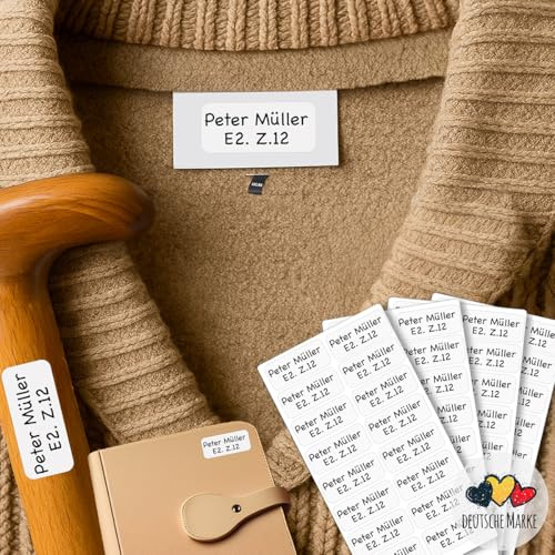 NEU Wasch-/Spülmaschine/Trockner Wäscheetiketten personalisiert 60 Stk. für Senioren-& Pflegeheime Namensaufkleber für Kleidung Namensaufkleber Altenheim Namensetiketten für Erwachsene AF22
