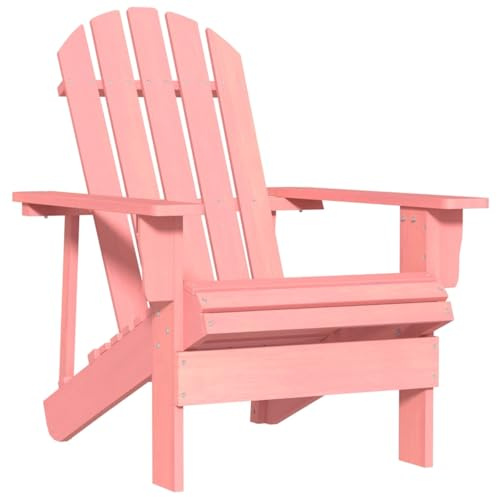 XHNIFBN Adirondack Chaise de jardin rose en bois de sapin massif 69,5 x 86,5 x 89,5 cm Fauteuil de jardin ergonomique peu encombrant, robuste et résistant aux intempéries pour jardin, terrasse, balcon