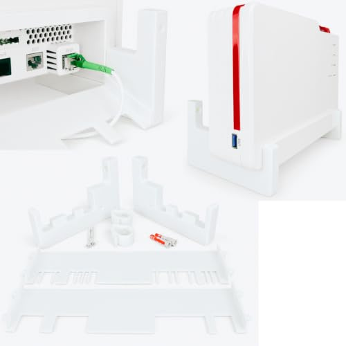Fritz!Box Wandhalterung für Fritz!Box 5690 Pro inkl. Blende & Kabelclips – Router Halter mit Kabelmanagement – Made in Germany