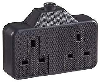 Dencon | Trailing Socket 2 Gang 13A | Black Power Socket 9433BNB
