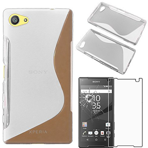 ebestStar - kompatibel mit Sony Xperia Z5 Compact Hülle TPU S-line Style Silikongel Handyhülle, Schutzhülle Case Cover, Transparent + Panzer Schutz Glas