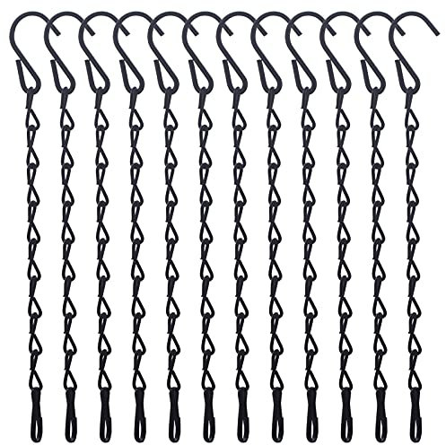zicome schwarz Ketten zum Aufhängen für Vogelhäuser, Reklametafeln, Kreidetafeln, Pflanzgefäße und dekorative Ornaments, 12-er Pack, 10-inches