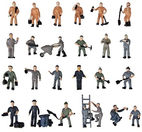 Harilla 25 Pièces 1:87 Ho échelle Modèle Train Cheminots Figure 25 Pose W. Outil Peint