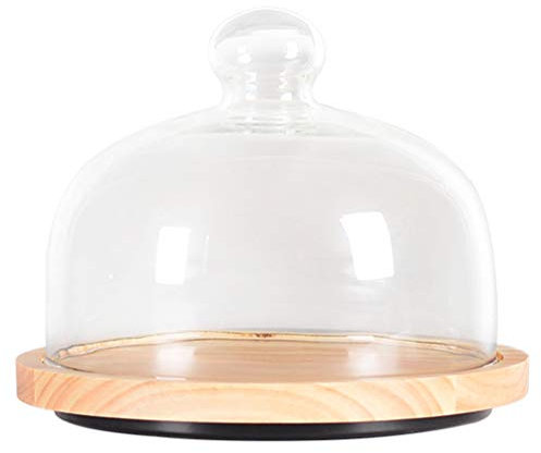 1 Pc Bandeja Soporte De La Magdalena De La Ducha Del Bebé Cubierta De Campana De Pastel Alimento Cúpula De Bocadillos Plato De Macarrones Marco De Madera Vidrio Macarrón