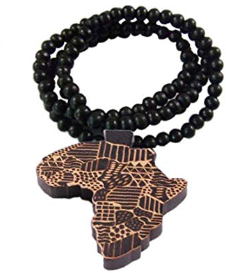 PiniceCore Afrikanische Karte Holz-anhänger-Halskette Afrika Hip-hop-Ketten