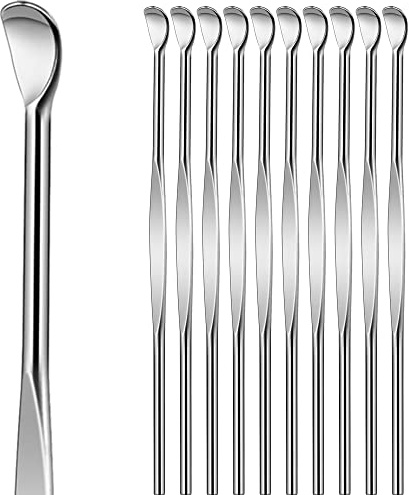 10pcs Sliver Metal Ear Spoon Earwax Curette Remover Earpick Tool Hanging Clean Tool for Ear Key Hanging Key Pendant for Adult Children