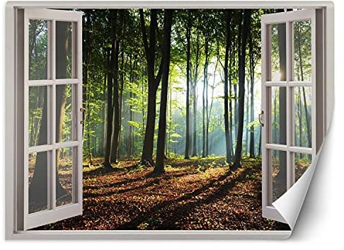 Feeby - 3d Tapete - Fensterblick - 140x100 cm, Fototapete Schlafzimmer - Deko Wohnzimmer - Wallpaper - Wand Deko - Wandtapete XXL - Tapete - Wanddeko - Vliestapete - Landschaft