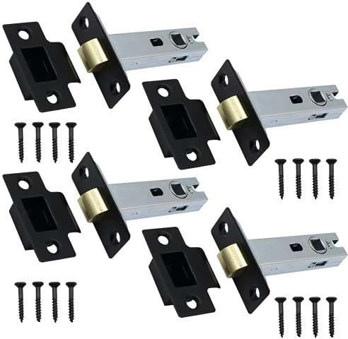 Tubular Latches Mortice Door Latch | Matt Black | 2.5 Inch / 66mm | Pack of 4