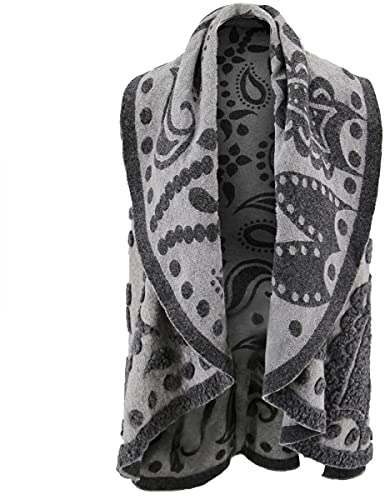 Hollert Damen Merino Poncho Stola Cape Umhang Cardigan Einheitsgröße versch. Farben Farbe Grau