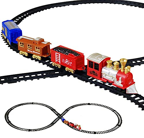 BAKAJI Weihnachtszug, Spielzeug für Kinder, Weihnachtszug, Lokomotiv mit 3 Waren, ideal auch als Weihnachtsdekoration für Basis, Größe 89 x 62 cm