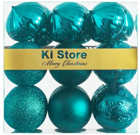 KI Store 18 pezzi Palline di Natale 8cm verde azzurro scuro genziana perlato plastica Albero di Natale Ornamenti di Decorazione per Appendere Natale Decorazioni Festival Decorazioni Natalizie