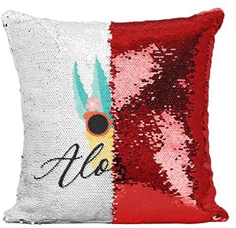 Fabulous Kissen mit Paillettenbezug Rot Aloe-ha Pflanzen Topf Gartenarbeit Aloe Vera Hawaii