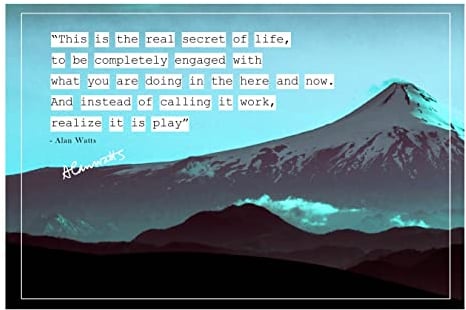 Alan Watts Zitat | Work as Play | Fotodruckposter | vorsigniert | Pro Glanzpapier | Größe: A2 (42 x 59,4 cm)