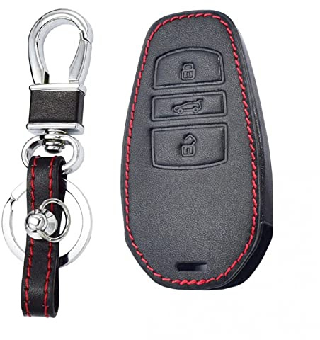 Leder Autoschlüssel Fall Remote Protector Cover Tasche Shell Schlüsselanhänger Zubehör 3 Taste für VW Touareg 2011-2017