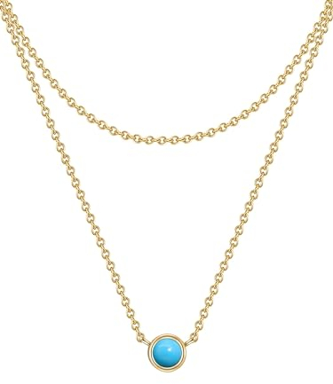 GLANZSTÜCKE MÜNCHEN Damen Kette 925/- Sterling Silber gelbvergoldet 14 Karat Türkis (rek.) türkis Silberhalskette