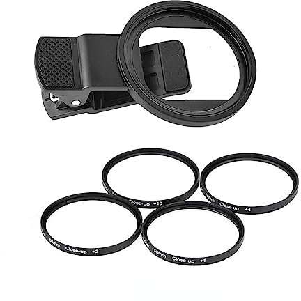 NovelGoal Clip Profesional para c¨¢Mara de Tel¨¦Fono de 52 mm con Lente Macro, Filtro ND Variable CPL Star para Todos los Smartphones (con Filtro Star 4X, Agujero Redondo)