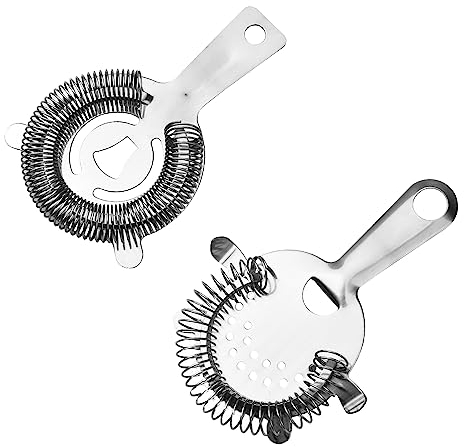 2-Piece Set Stainless Steel Bartender Strainers Ice Colander Filter Bar Accessories Tools Hawthorn Bar Strainer Making Cocktails at Home is Incredibly Simple and Effortless