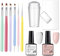 French Manicure Nail Polish Kit, Gorvalin White and Pink Gel Nail Polish with Nail Stamper and Nail Brush Long Lasting French Polish Nail Varnish Tool for Women Nail Art Home