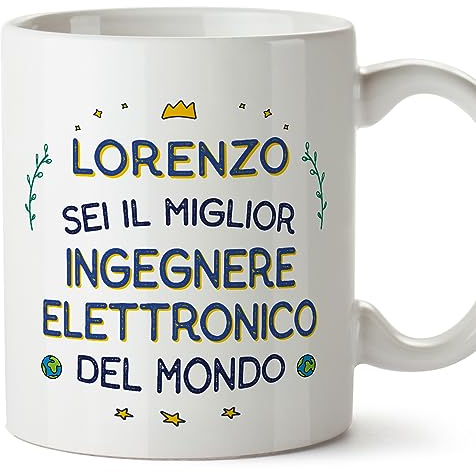 Mugffins Tazza Personalizzata in ceramica per INGEGNERE ELETTRONICO uomo 11 oz / 350 ml - In italiano - Migliore del Mondo - Idea regalo per compleanno, anniversario, natale, laurea