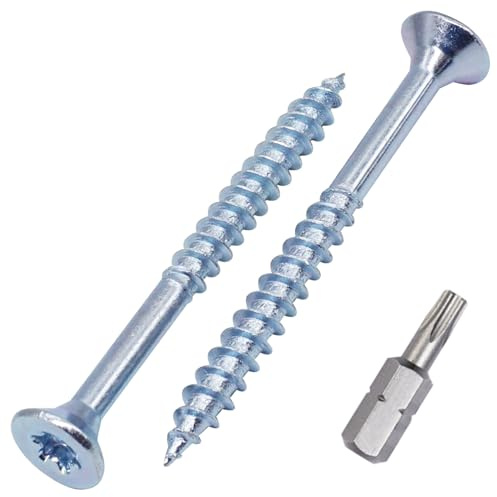 SKIR'CO (30 Stück) Holzschrauben aus verzinktem Stahl 4,5 x 50 mm, Torx Senkkopfschrauben, Spanplattenschrauben, Teilgewinde