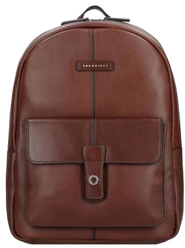 The Bridge Zaino Medio Business linea Biagio in Pelle Marrone Scuro Unisex Uomo Spallacci Regolabili Tasca Interna Porta Notebook