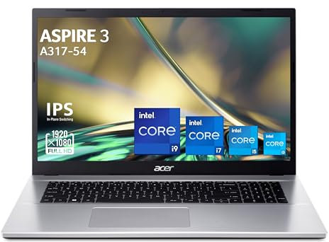 Acer Aspire 3 A317-54-54DZ, Ordinateur Portable 17,3'' Full HD IPS, PC Portable (Intel Core i5-1235U, RAM 16 Go, SSD 512 Go, Intel Iris Xe Graphics, Windows 11), Laptop Gris, Clavier AZERTY (Français)