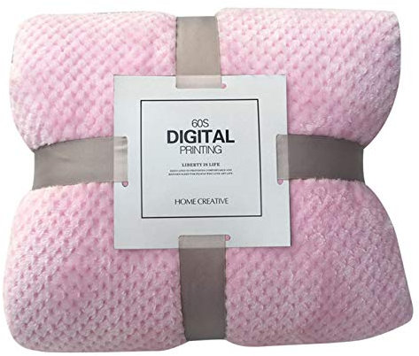 Lits Polaire Grand Épais Couvertures à Carreaux Couverture en Flanelle Douce et Respirante Ensemble de Couverture Plaid en Maille Chaude en Maille (Rose, M)