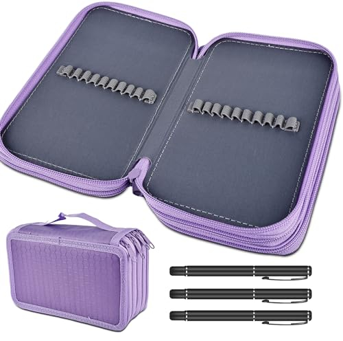 72 Slots Federtasche Federmappe: Bleistift-Beutel Mäppchen Reissverschluss Schicht Design, Federmäppchen Mädchen Super große Kapazität Bleistift-Beutel für kleine Gadgets (Lila)
