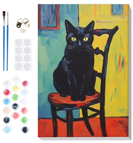 Lxmsja Peinture Numero Enfant Adulte avec Cadre, Chat Peinture par Numero Adulte, Numéro d'art avec Pinceaux, Loisirs Créatifs Adultes, Activité Manuelle Adulte, 20x30cm
