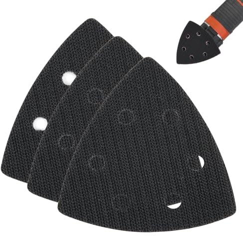 3 Pezzi Triangoli Tampone di Ricambio per Levigatrice Delta, 93 x 93 x 93 mm Ricambio Tamponi per Levigatrice, 6 Fori Tampone Ricambio per Levigatrice, per Levigare e Lucidare(Nero)