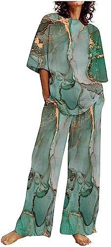 Awrvia Jogginganzug Damen Sommer Zweiteiler Baumwolle Leinen Elegant Hosenanzug Modische Sportlich 2 Teiliges Set Schlanke Übergroßes Einfarbiges Freizeitanzug Hochwertige Sportanzug angebote